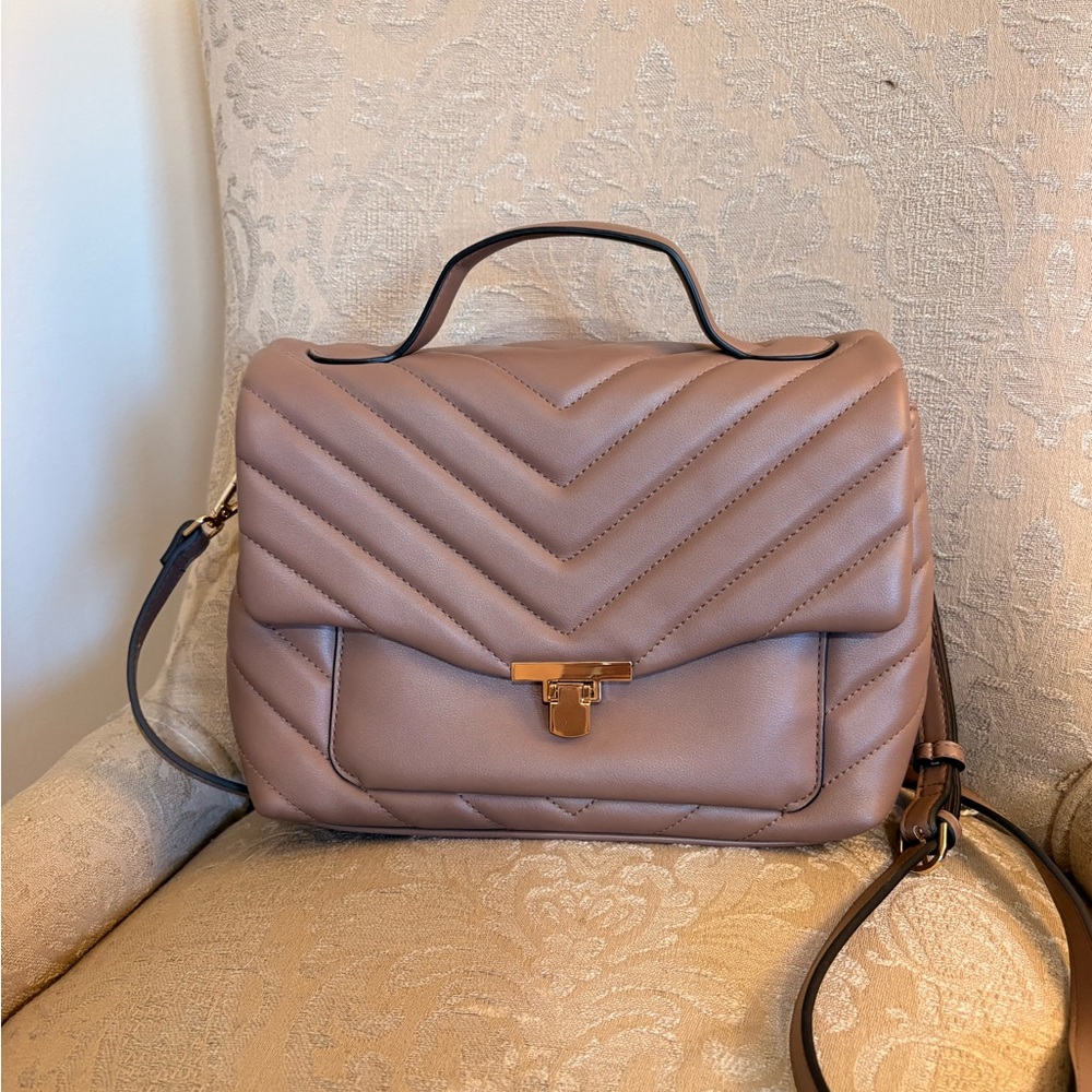 Elegant Taupe Quilted Handbag